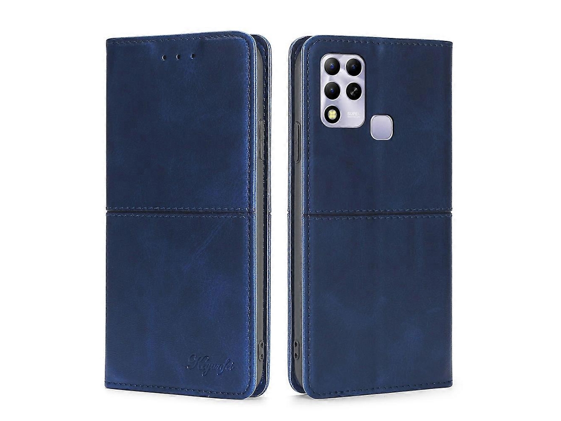 Capa De Celular Infinix Hot 11 Ru Com Textura De Vaca, Magnética E Com Abertura Horizontal Em Couro.