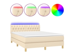 Box Spring Bed, Box Spring Beds Vidaxl Creme Tecido (140 X 190 Cm)