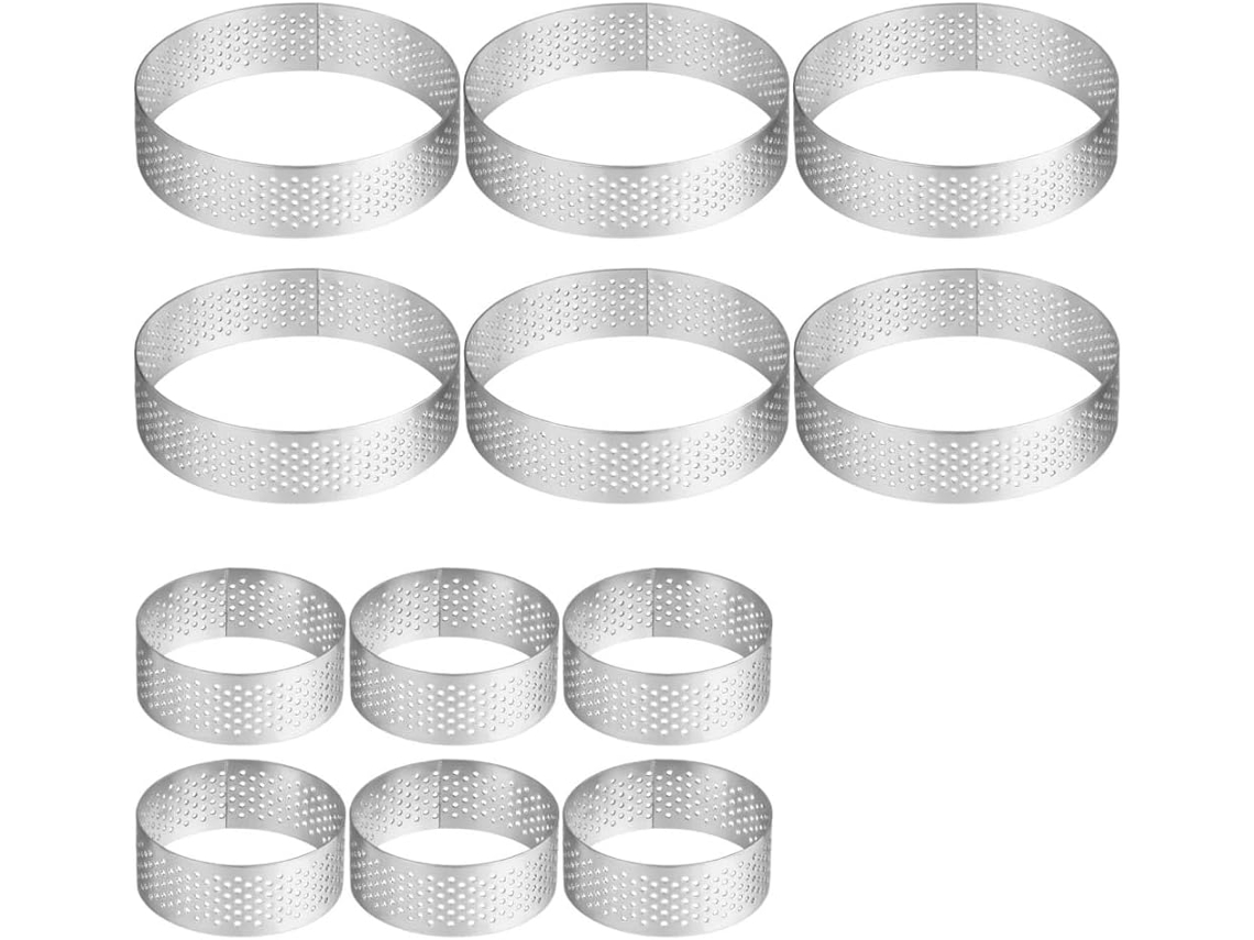 12 Aros De Aço Inoxidável Para Bolo, Formas Perfuradas De 1, 97 Polegadas E 3, 15 Polegadas, Moldes De Metal Para Bolo