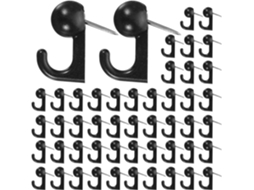 Suportes de parede Healifty, 50 unidades, em metal preto. Design simples e fácil de instalar, ideal para mesa e escritório.
