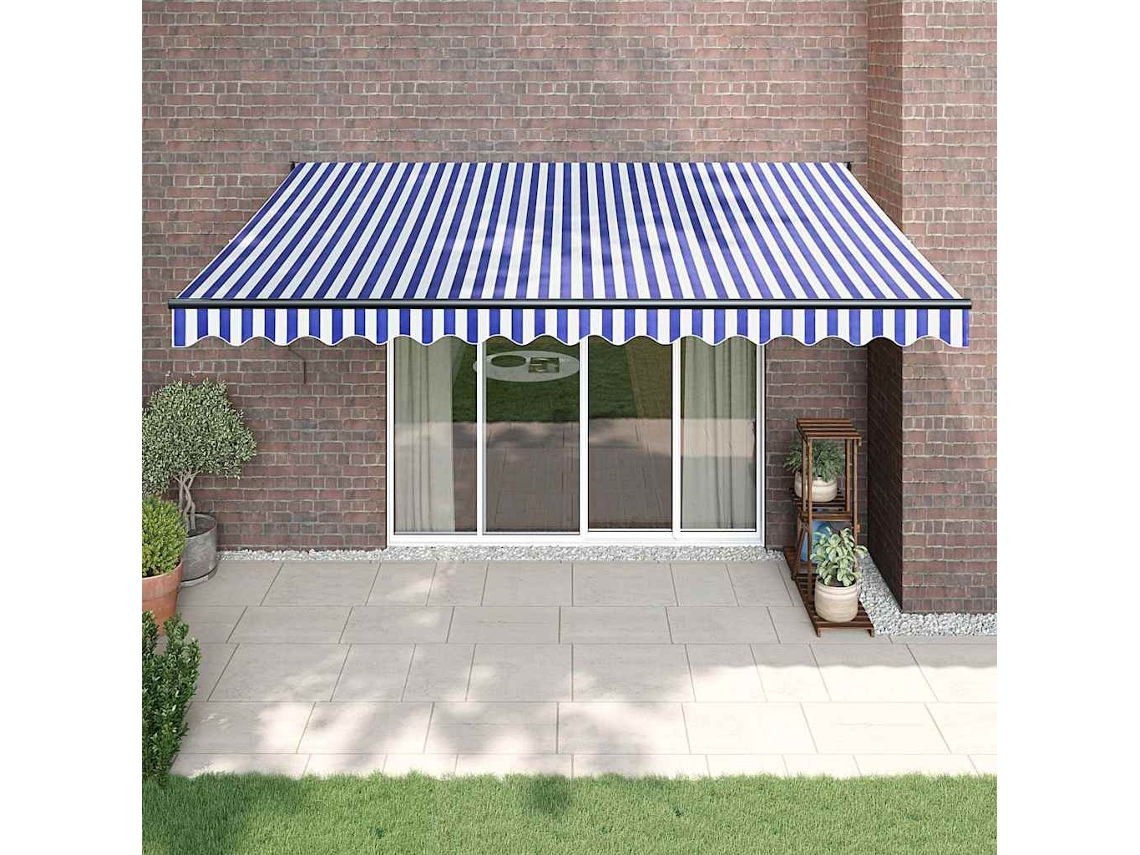 Vidaxl Toldo Retrátil Automático Com 4x3 M Azul E Branco