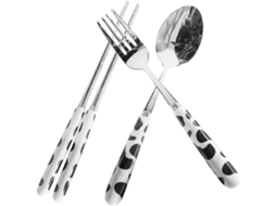 Kit de Talheres Portáteis Inoomp em Aço Inoxidável para Camping, com Design de Vaca Fofa. Inclui Garfo, Colher e CHABERLU