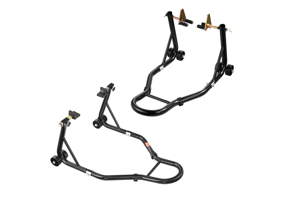 Elevador de Cavalete para Motocicleta, Capacidade 500 Kg, Suporte Garfo Duplo Roda Dianteira, Compatível com Yamaha, Honda, Kawasaki e Suzuki, Preto