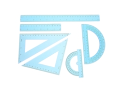 Conjunto De Réguas Multifuncionais Plástico Azul, Conjunto Completo De 6 Peças, Transferidor Triangular E Régua De Linha