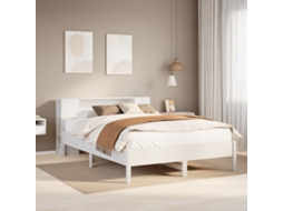 Cama Com Estante Sem Colchão 160x200 Cm Pinho Maciço Branco