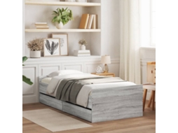 Vidaxl Estrutura Cama Solteiro Pequena C/ Gavetas Cinzento Sonoma