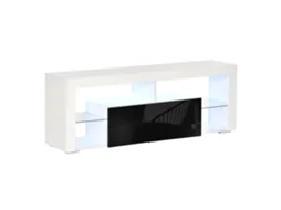 Móvel de Tv Melamina de Madeira e Vidro Cor Preto e Branco 140x35x52cm Homcom