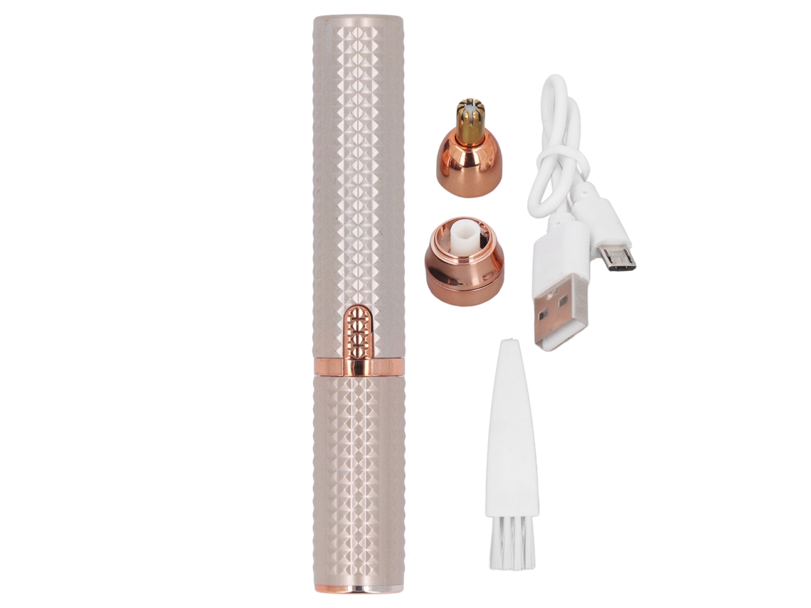 Aparador Elétrico Facial para Sobrancelhas 3 em 1 Recarregável Via Usb com Lâmina Inoxidável Dourado AQUAFORGE