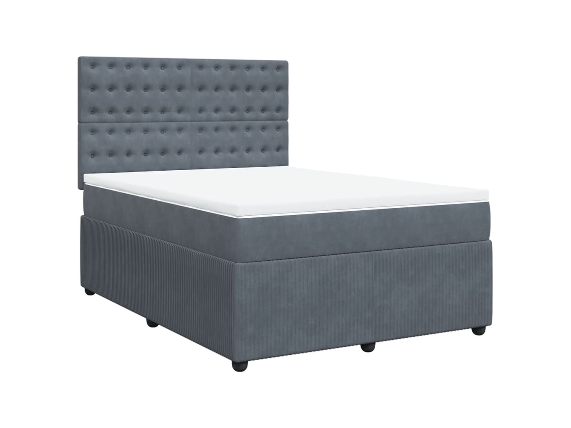 Box Spring Bed, Box Spring Beds Vidaxl Cinzeto Veludo (140 X 190 Cm)