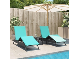 Vidaxl Espreguiçadeiras Com Mesa 2 Pcs Vime Pe Preto