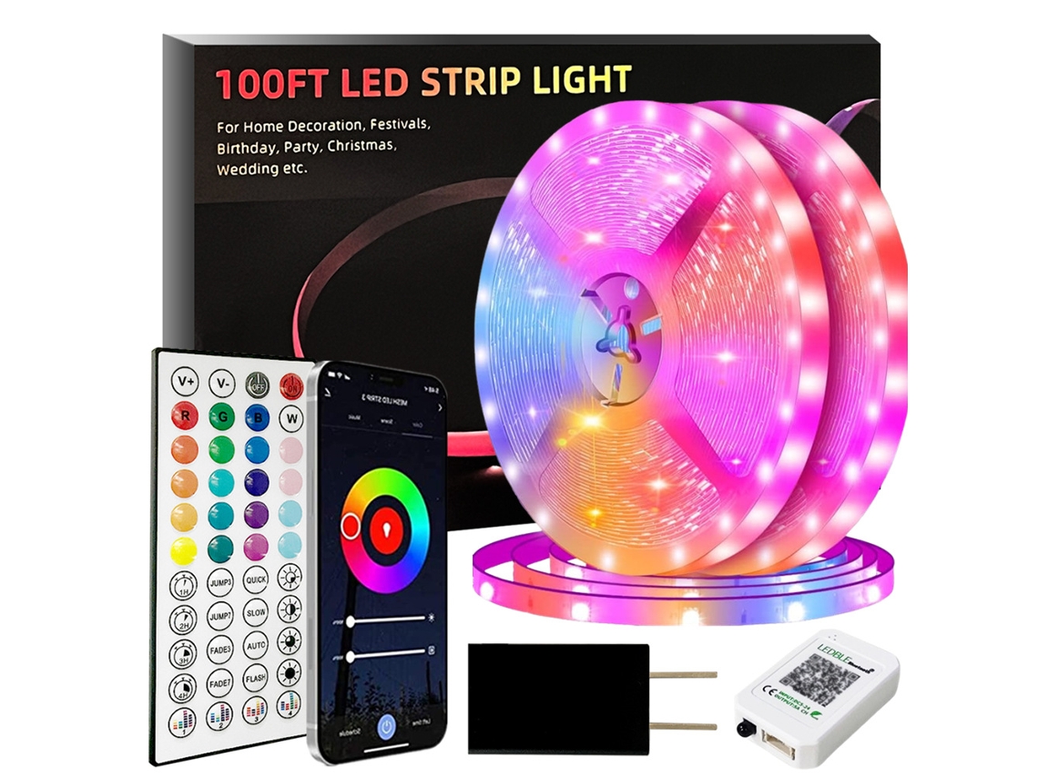 Fita De Led Rgb 20m Com Bluetooth E 44 Teclas.-aquaforge