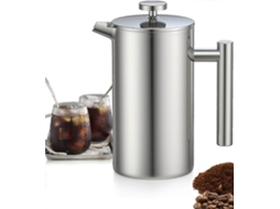 Cafeteira Francesa De Aço Inoxidável De 1 Litro, Com Filtro Triplo, Função Manter Aquecido E Êmbolo De Aço Inoxidável.