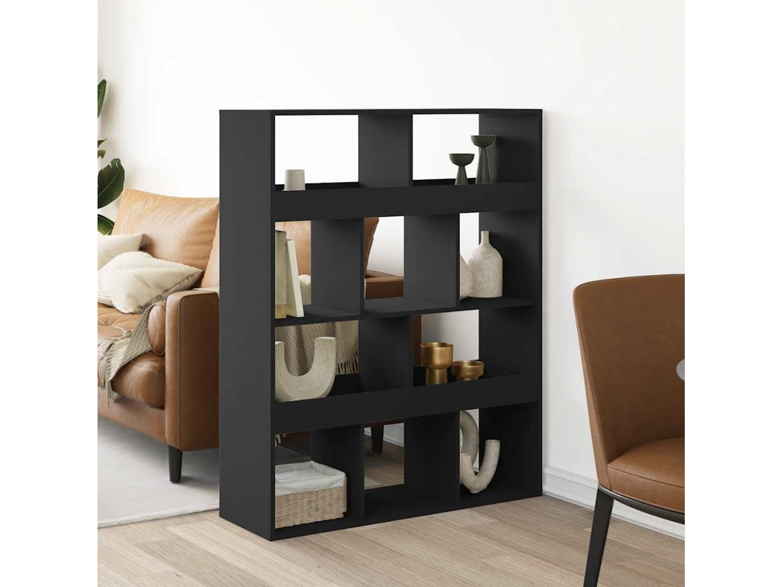 Vidaxl Divisória 100x33x125,5 Cm Derivados De Madeira Preto