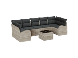 Conjunto 8 Conjunto De Sofás Para Exterior Vidaxl Cinzento-claro Vime Pe (289 X 124 X 69 Cm)