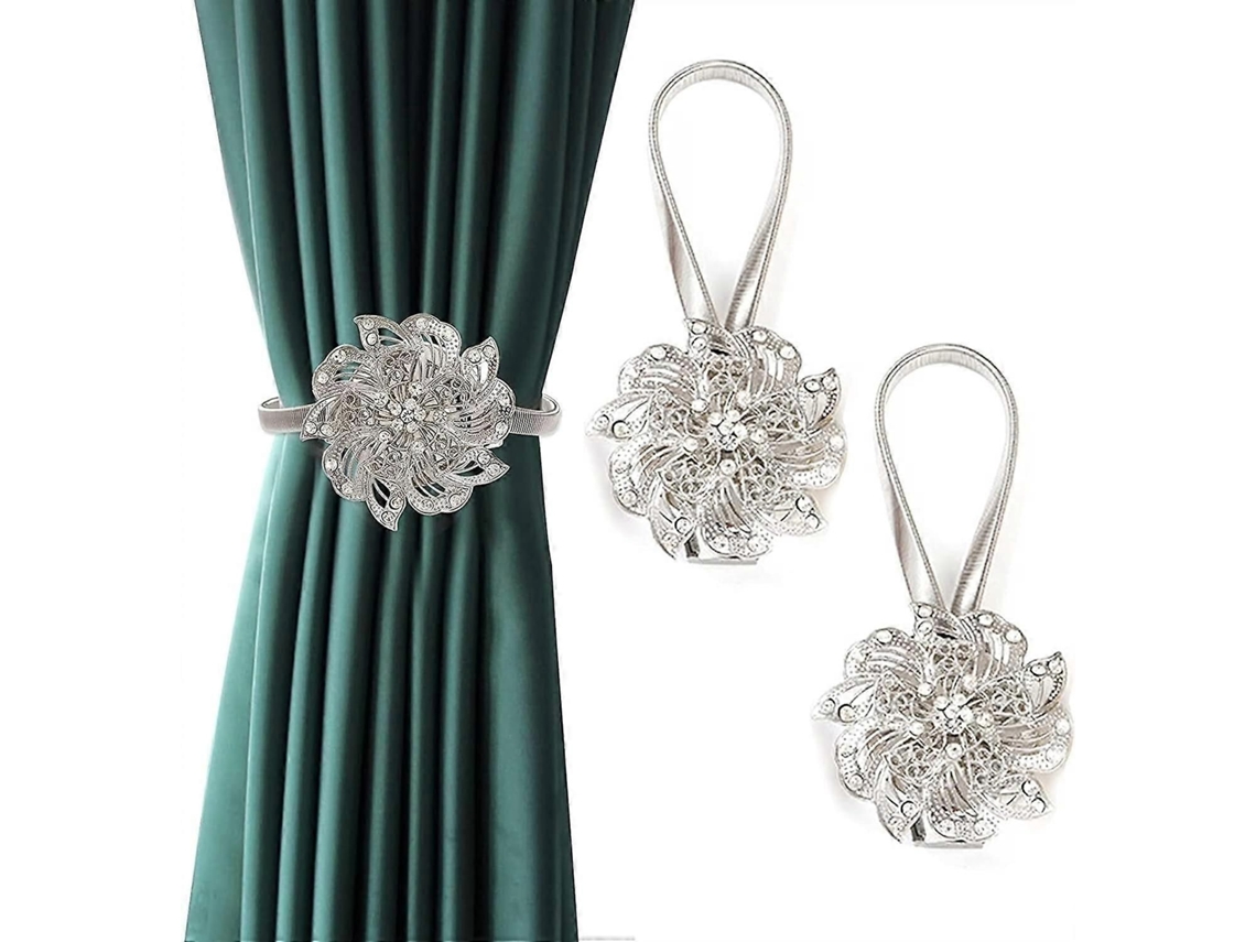 Ímã De Cortina Com Clip, Sem Furação, Modelo Flor