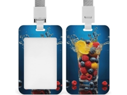 Porta Crachá Com Cordão Frutas Vermelhas E Bebidas, Porta Crachá Divertido, Porta Crachá, Estojo Protetor Vertical