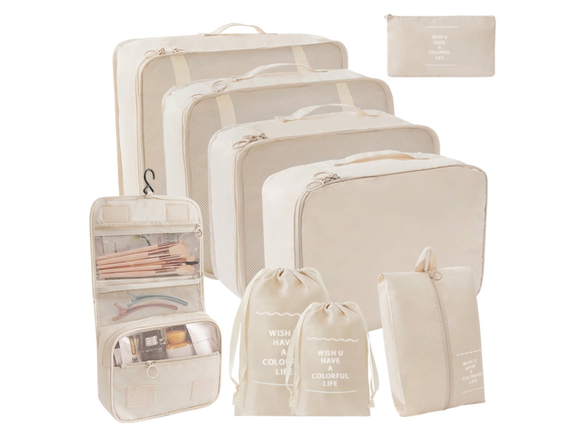 Organizador Cubos Embalagem Mala NEVEANCE Bege (33x25x4cm)