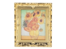 Mali pintura a Óleo Miniatura 1:12 para Casinha de Bonecas com Moldura Dourada Artesanal