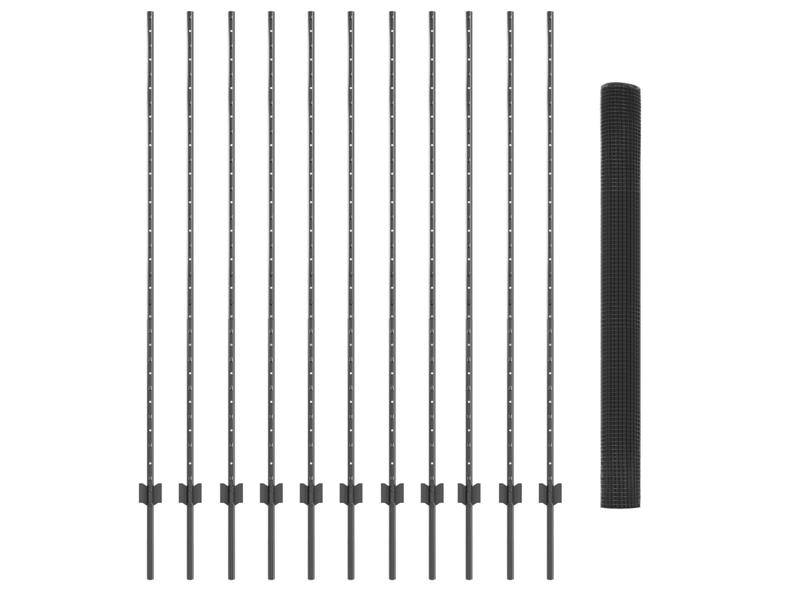 Conjunto 1 Cerca Externa Vidaxl Cinzento Aço (25 X 1,5 M)