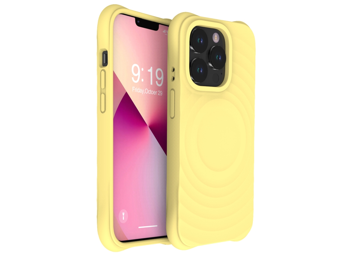 (amarelo, Iphone 16 Plus) Capa Magnética Para Iphone, Cobertura Total Com Silicone Líquido.