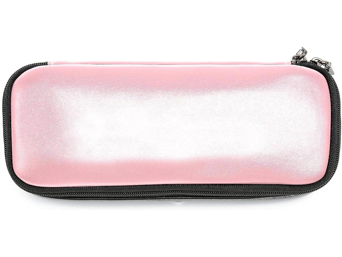 Estojo para lápis com estampa rosa claro, grande capacidade, ideal para organizar marcadores e maquiagem.