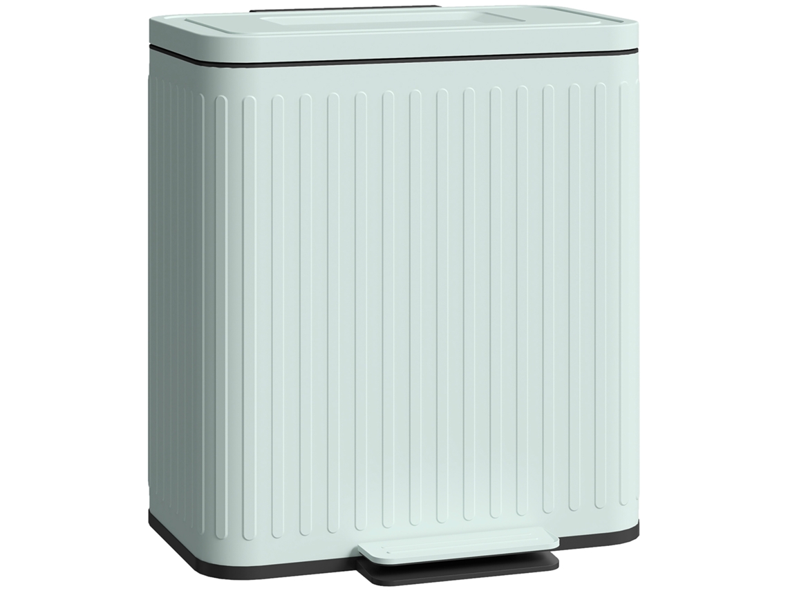 Balde de Lixo para Cozinha,2 Compartimentos de 20 L,separação Eficiente de Resíduos,pedal,plástico e Metal,verde BTFORUS