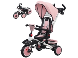 Triciclo Infantil, Carrinho 6 Em 1 Para Crianças Pequenas, Com Alça De Empurrão, Assento Ajustável, Design Dobrável, Rede De Segurança Cs
