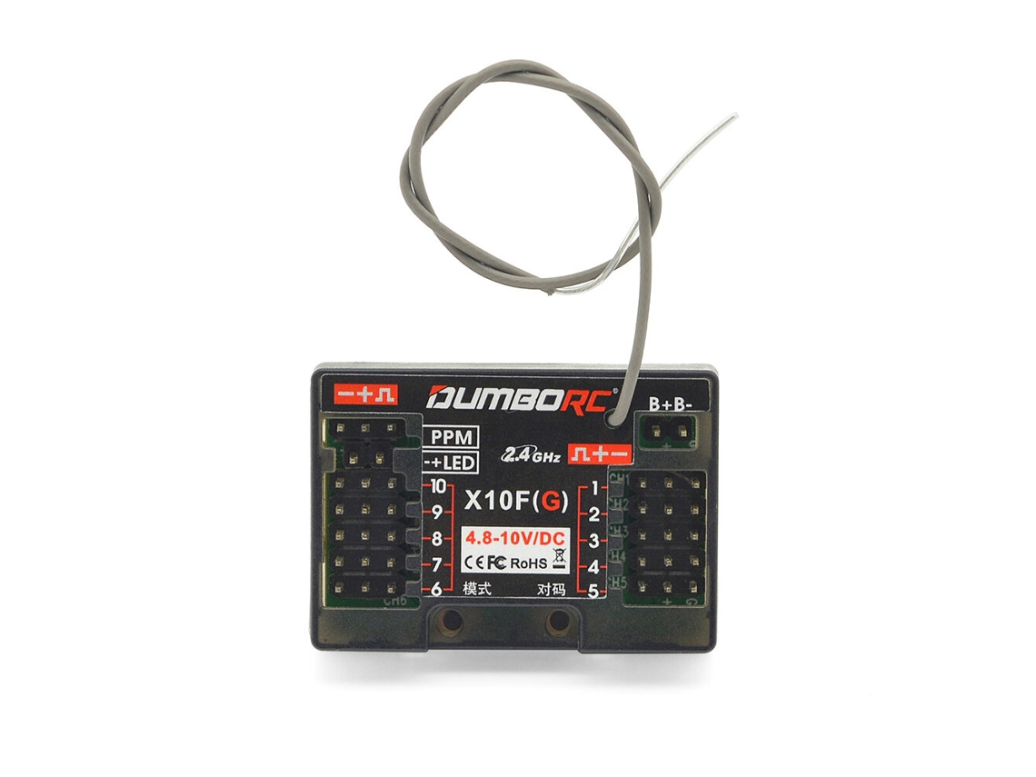 Receptor Dumborc P10f/p10fg 2.4ghz 10ch Ppm Giroscópio Integrado P/ Transmissor de Rádio X6 X6pm Ddf 350 Aeromodelismo Carros Barcos Rc MDUG
