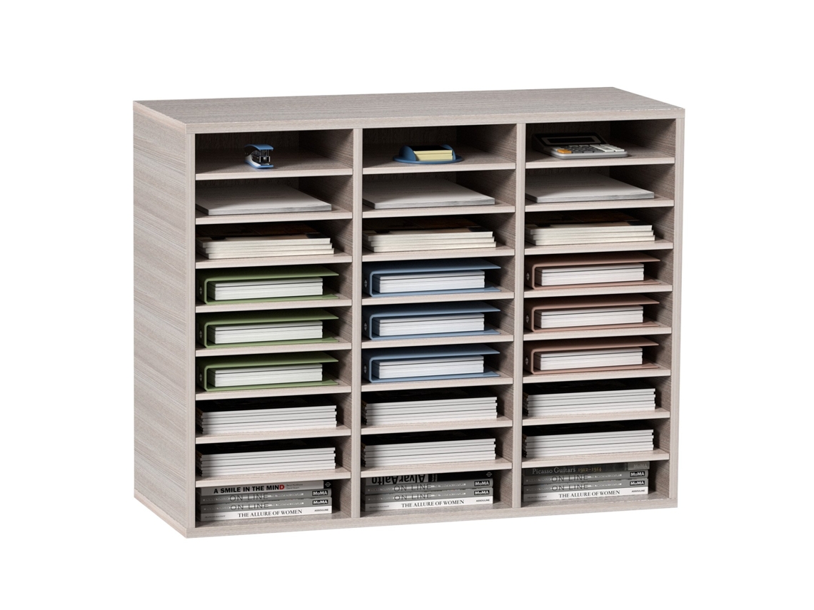 VEVOR 27 Slot Organizador de Literatura de Madeira 800x305x630mm Cinza