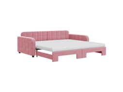 Sofá-cama com gavetão VIDAXL Cor-de-rosa Veludo (100 x 200 cm)