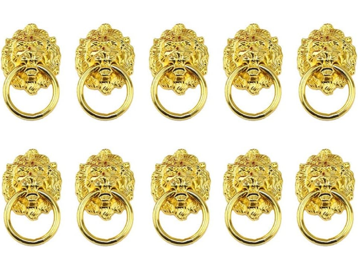 Conjunto De 10 Puxadores De Porta De Armário Com Leão Para Móveis, Gavetas E Cômodas.