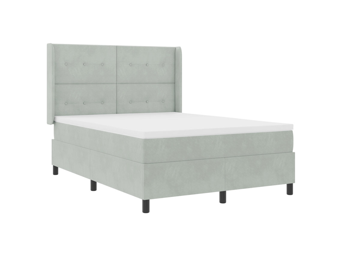 Conjunto 1 Cama Box Vidaxl Cinzento-claro Veludo (140 X 200 Cm)