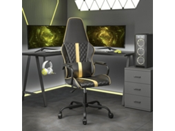 Vidaxl Cadeira Gaming De Massagens Couro Artificial Dourado E Preto