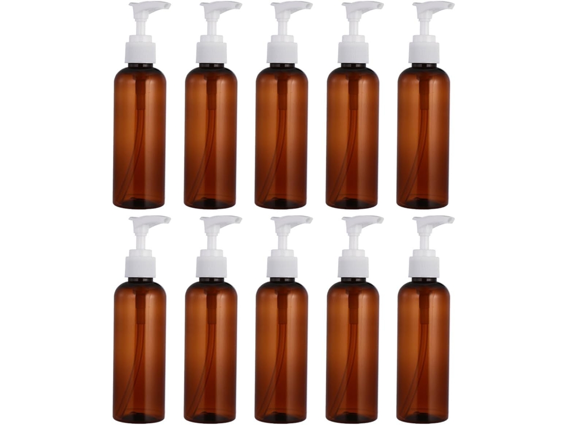 Nuobesty Pacote Com 10 Frascos Dispensadores De Plástico Marrom De 100ml Para Shampoo E Loção, Ideais Para Viagem