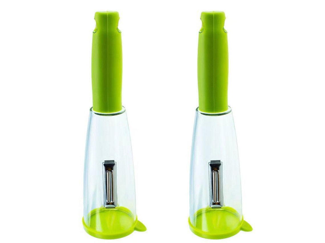 Omni-pelador De Frutas E Verduras De Aço Inoxidável Com Recipiente 2 Peças