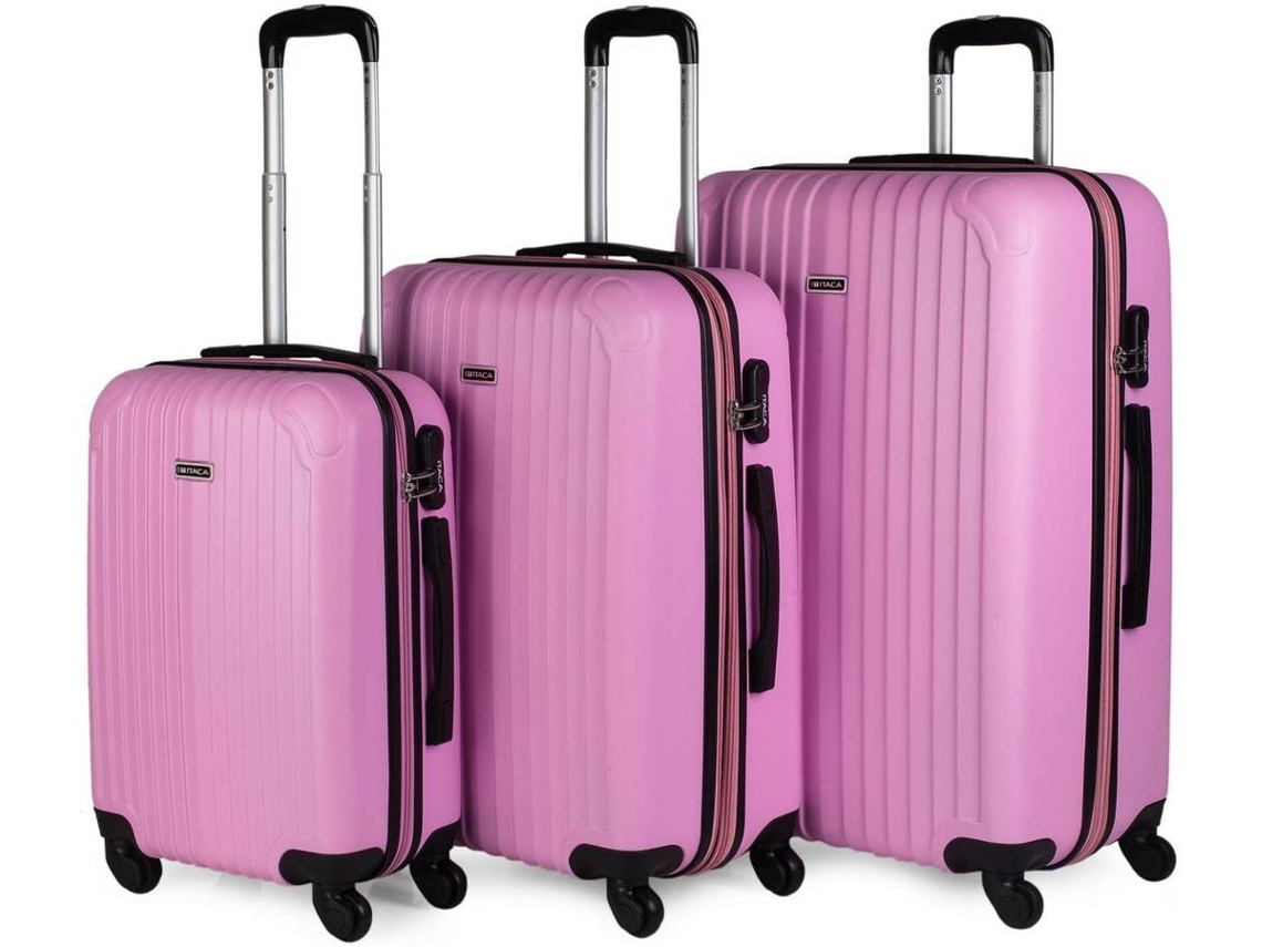 Conjunto de 3 Malas de Viagem ITACA Extensivel Rosa (35/70/100 L)