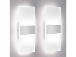 Rebe 2 Peças de Lâmpada de Parede Led Interior, 12w 6000k Branco Frio, Design Moderno, Aparato de Luz para Sala, Quarto, Corredor, Banheiro