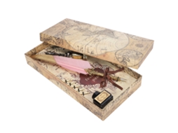 Set Pluma De Pluma Com Cabeça Dourada Vintage Para Escrita Calligráfica Presente Rosa Claro