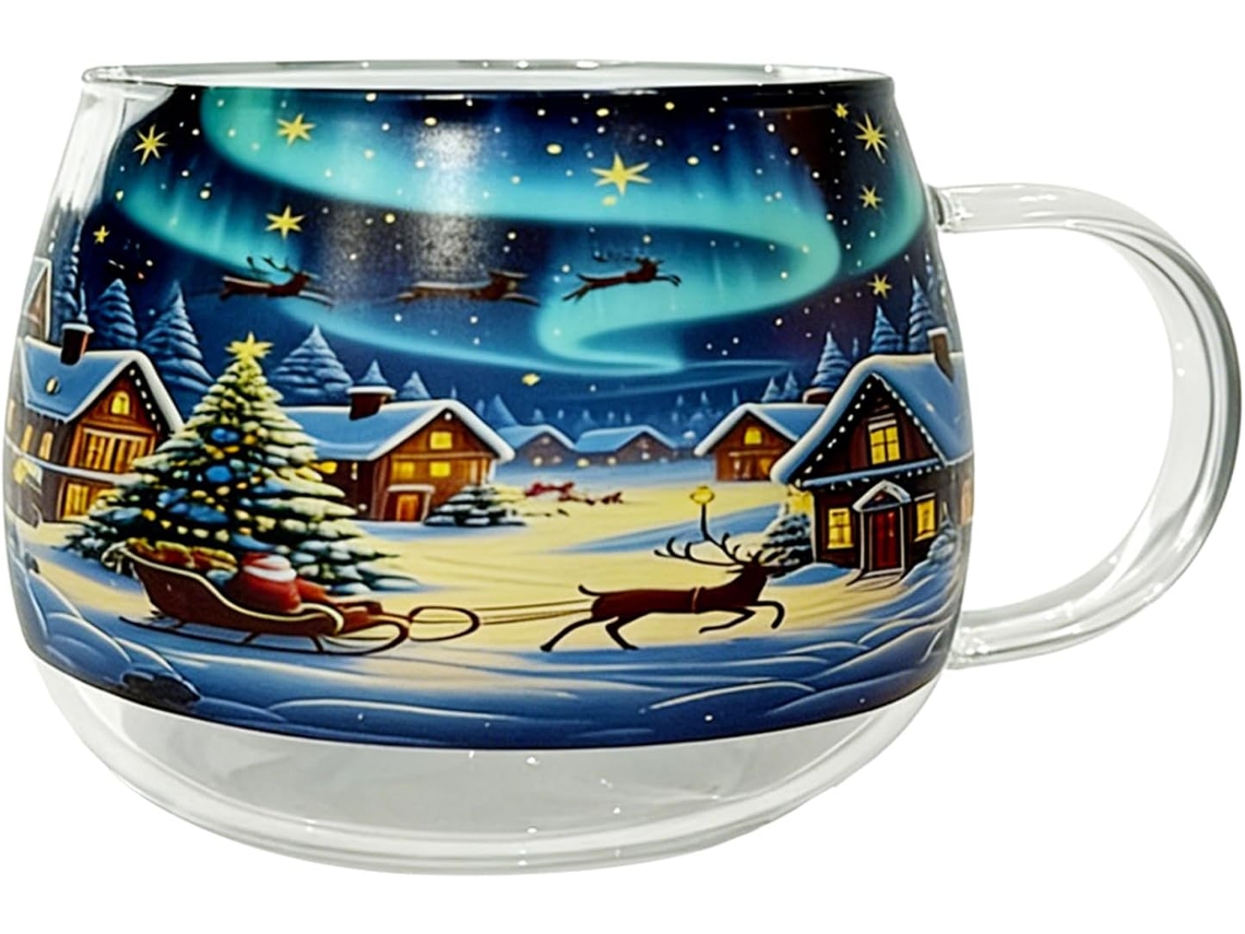 Caneca De Natal De Vidro, Copos Festivos Para Bebidas, 300ml