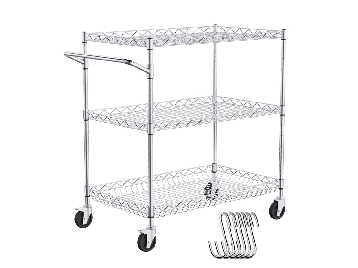 Carrinho De Armazenamento Com 3 Níveis 76,2 X 45,7 X 82,3 Cm 300 Kg Cozinha Vevor
