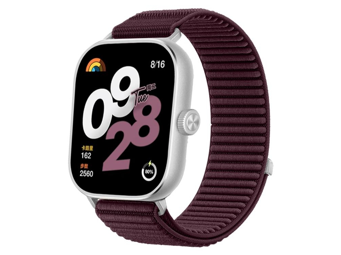 Bracelete Para Redmi Watch 6 / 5 / 4 - Nylon Trançado - Fecho De Velcro Ameixa