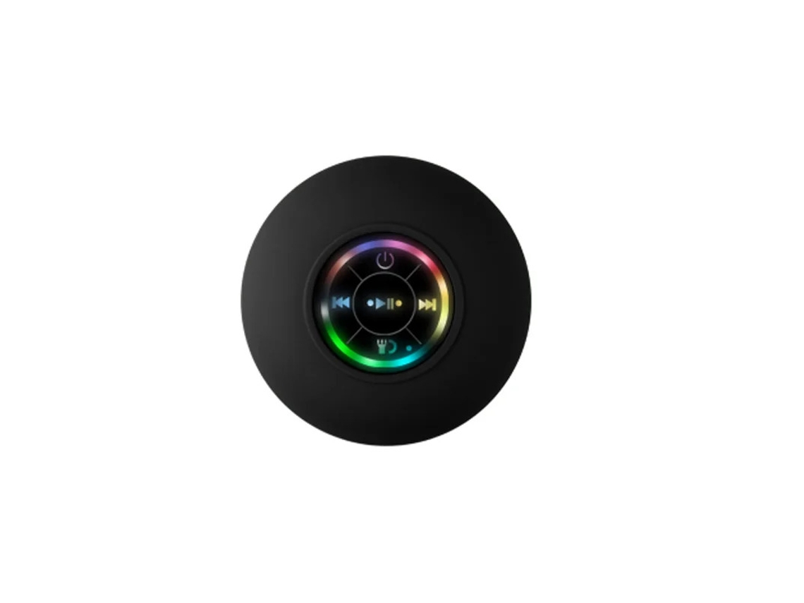 Caixa De Som Portátil À Prova Dágua Bluetooth Para Chuveiro Ventosa, Luz Led, Efeito Sonoro 3d Preto Outros Caixas De Som SUNNY SPACES