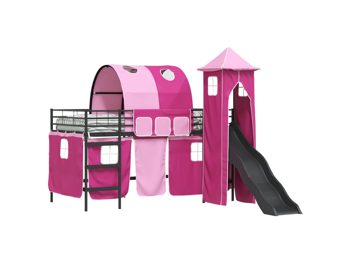 Estrutura de Cama Loft para Crianças Preto e Rosa 90x200 cm MAISON EXCLUSIVE