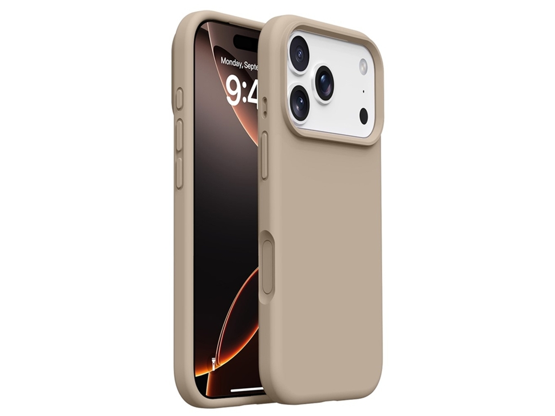 Capa Para Iphone 17 Pro Com Revestimento Interno Em Silicone E Microfibra - Cor Café