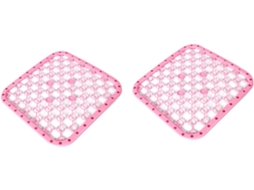 Tapete Multifuncional Rosa De 2 Peças Para Pia Com Drenagem Quadrada, Isolamento Térmico, Suporte Para Pratos E Protetor Gokoco