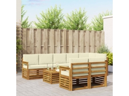 Vidaxl Conjunto De Sofás Para Exterior 9 Unid. Natural E Creme