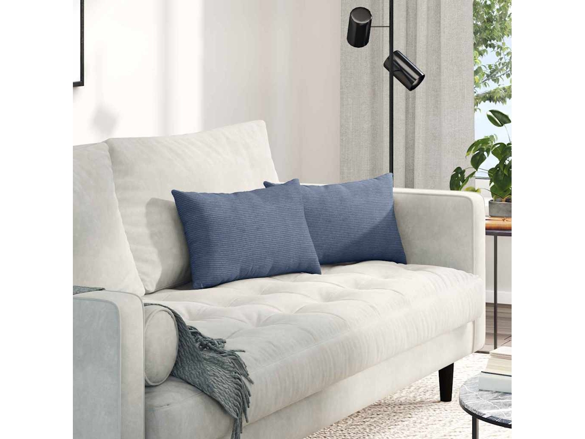 Vidaxl Travesseiros De Sofá 2 Pcs Azul 50 X 30 Cm