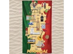 Toalha De Praia Microfibra Portugal Bandeira Mapa Regiões
