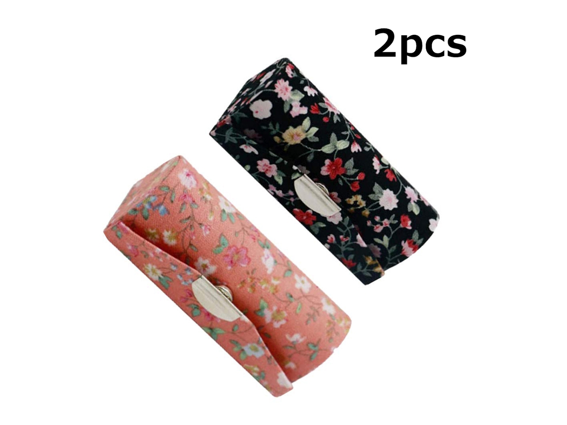 2 Unidades De Estuches De Labial Florales Con Espejo