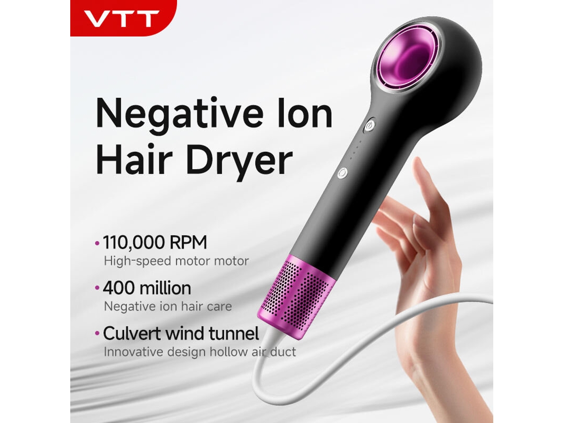 Secador De Cabelo Profissional Grayvtt D5 1200w Secagem Rápida 400 Milhões De Íons Negativos 110000 Rpm Alta Velocidade